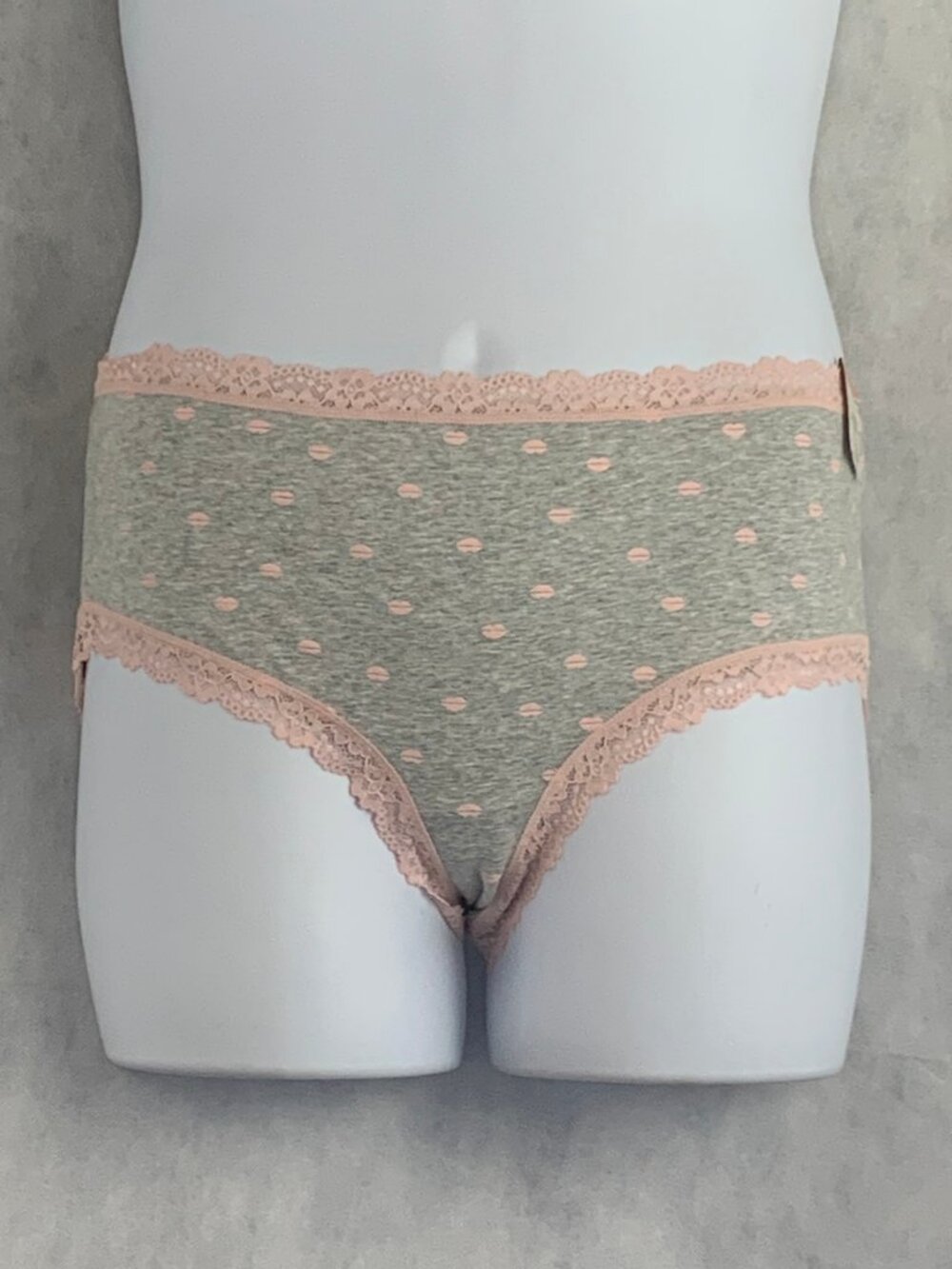 Jenni Women's 95% Cotton Lace-Trim Hipster Panty Underwear, Gray Pink Lips, 3XL